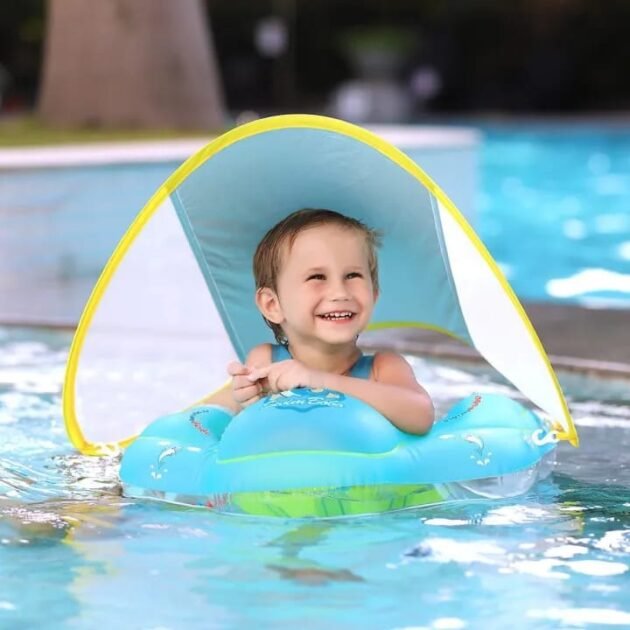 👶🌊 عوامة الأطفال مع مضلة – أمان وثبات في الماء 🛟